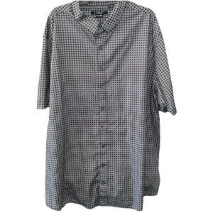 SYNRGY Men’s 3XLT Button Front Shirt Short Sleeve Black White